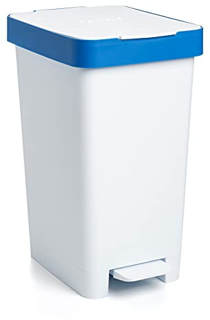 TATAY Mülleimer Küche Smart, 25L Fassungsvermögen, Einziehbares Pedal, Polypropylen, BPA-frei, 30L Müllsack. Blau. Maße 26 x 36 x 47cm Mediano