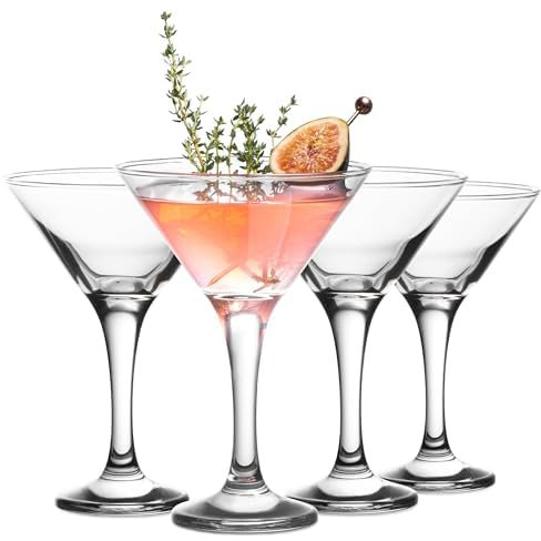 Vikko Martini Glasögon set med 4, kristallklara 170 ml martiniglas med stam, eleganta glas för Martini, Vodka, cocktail