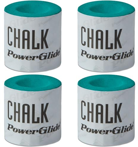 PowerGlide Snooker Pool & Biljard rund köspets krita | Långvarig | Finkornig | Premium Select av PowerGlide | 4-pack | grön filtfärg