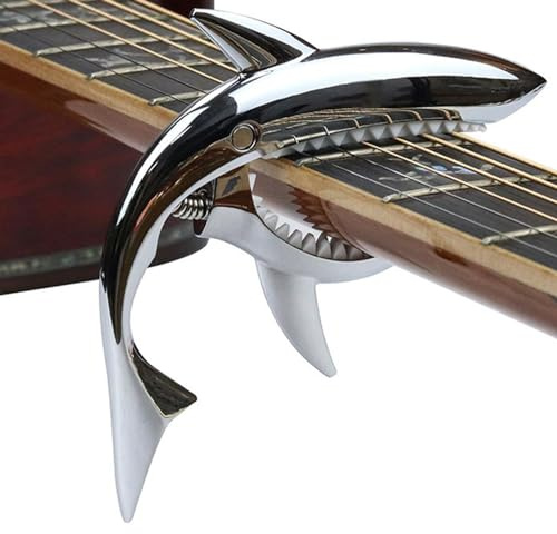 Kapodaster für Akustikgitarre, Kapodaster für E-Gitarre, Ton-Clip aus Metall, Hai-förmiger Kapodaster für Gitarre, Ukulele, Banjo, Ba