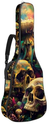 Niedliche Cartoon-Füchse, nahtlose Gitarrentasche, gepolsterter Rucksack für Akustikgitarre, Rucksack mit verstellbaren Schultergurttaschen, Mehrfarbig 04, 42.9x16.9x4.7 in, Lässiger Tagesrucksack