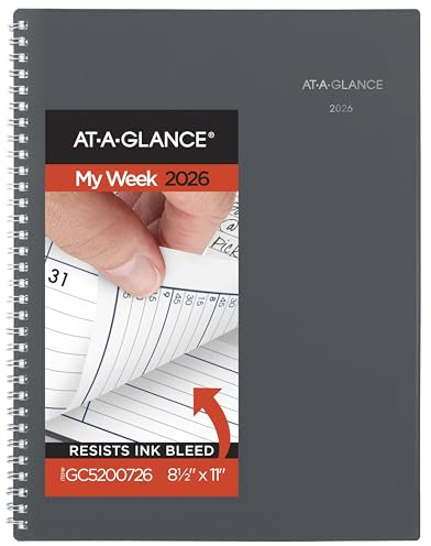 AT-A-GLANCE 2026 Appointment Book Planner, Weekly & Monthly, 8-1/2 x 11, Large, Quarter-Hourly, DayMinder, Gray (GC5200726)