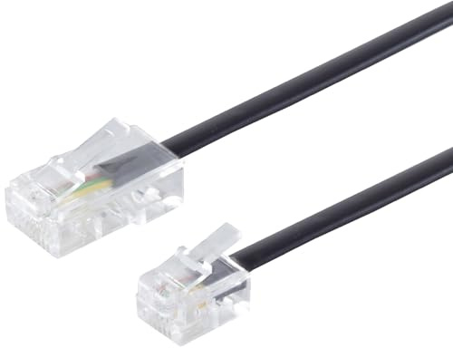 1aTTack.de 1 x 3,0 m – telefonkabel RJ12 till RJ45 platt kabel västerländsk kontakt 6/6 till 8/6 förgyllda kontakter för telefonsystem router modem fax enheter
