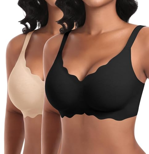 Ganado Sujetadores sin Aros Mujer Sujetador Push Up sin Costuras con Relleno Bralette con Cuello En V Sexy Sostenes Básicos