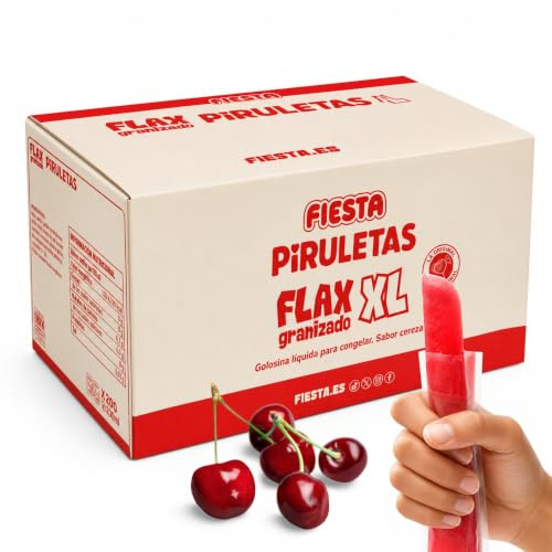Flax Helado XL, Helados de Hielo sin Gluten y sin Lactosa, Flax Kojak fiesta, sabor Piruleta Cereza, Caja con 64 unidades, Tamaño XL