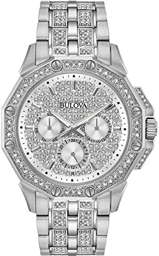 Bulova Men's Crystals Octava Stainless Steel 6-Hand Multi-Function Quartz Watch Style: 96C134