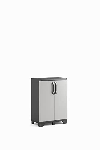 Keter Gear Garderobe Niedrig, Grau/Anthrazit mit 2 Fachböden, 97 x 68 x 39 cm