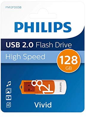 Philips Vivid Edition High Speed USB 2.0 unità flash USB 128 GB con cappuccio girevole per PC, laptop, computer, archiviazione dati, velocità di lettura fino a 25 MB/s