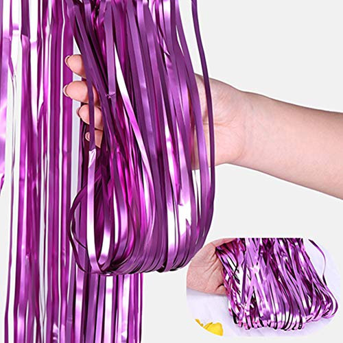 Egurs Lametta Vorhänge Metallic Folie Fringe Vorhang Fransenvorhang für Geburtstag Hochzeit Weihnachten Schmuck 3.3ft*9.8ft lila