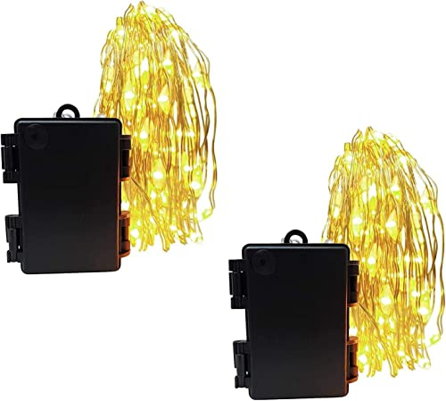 Vanorell 2 x 20 LEDs Drahtbeleuchtung außen innen Silberdraht Batterie Lichterkette Außenbeleuchtung Batteriebetrieben IP44 Batteriegehäuse Timer Weihnachten Dekoration Warmweiß