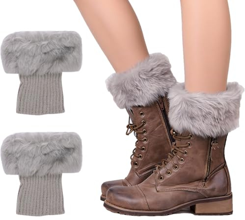 ITODA Women's Winter Warm Leg Warmers Crochet Knitted Boot Cuff Socks Short Boot Cuff Cover Soft Stretchy Twist Leg Warmer Ladies Girls Boot Socks Topper Cuff Knit Socks Ankle Warmers-1 Pairs