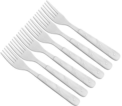 Schwertkrone Menü Gabeln 6 x Gabel imitiertes Perlmutt dreifach genietet