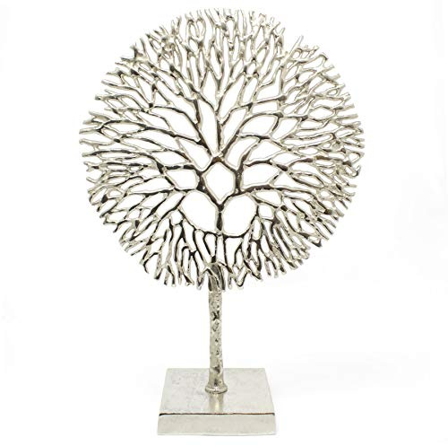 Carousel Home and Gifts Silver Coral Sculpture Decorative Ornament on Metal Stand Tree Of Life Jewellery Stand - Silver Metal Coral Ornament On Aluminium Base