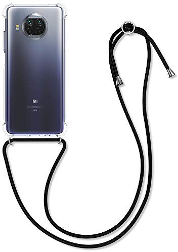kwmobile Necklace Case kompatibel mit Xiaomi Mi 10T Lite Hülle - Silikon Cover mit Handykette - Band Handyhülle Schwarz Transparent