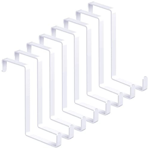 8 Pack Over The Door Hooks, Metal Hook Z-Shaped Wreath Hanger Hangers White Coat Towel Hooks Fit 4cm and 5cm Door Widths (Hold Up 15kg)