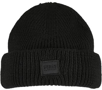 Urban Classics Unisex stickad ullmössa, svart, one size