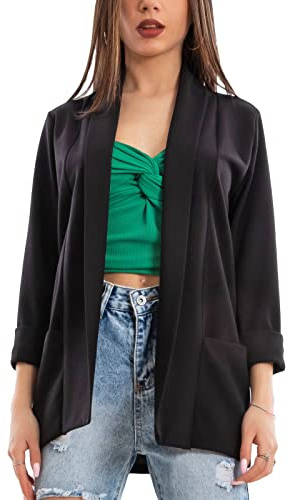 Toocool Blazer Mujer Abierto Oversize Manga 3/4 Elástico Primavera Verano Chaqueta VI-80021