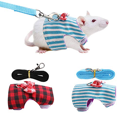 Verstellbares Weiches Kaninchen Geschirr, 2 Stück Katzengeschirr Hasenleine Zwergkaninchen Kaninchen Leine für Häschen Katze Little Pet Walking(M)