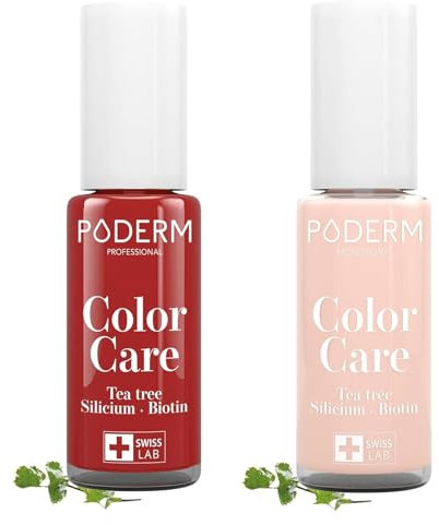 PODERM Swiss-Made Antifungal Nail Polish – 2 Pack | Breathable Treatment with Tea Tree, Silicon & Biotin | Strengthens, Repairs & Conceals Yellow, Brittle & Damaged Nails | Podiatrist-Developed