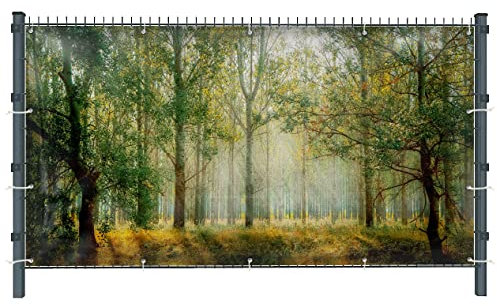 Warenfux24 Wald (1870) - Gartensichtschutz, Motivbanner, Sichtschutz Garten, Gartendeko, 251 x 183 cm, PVC (blickdicht)