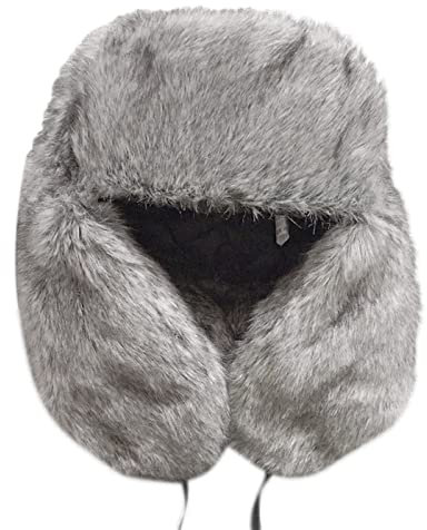 Ciamlir Russische Mütze Wintermütze Uschanka Verdickte Wärme- Und Kältebeständige Outdoor-Baumwollohrkappe Ohrenklappe Männer Schneekappen,Grau,60-65Cm