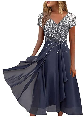Generic Damen Knielang Kleider Rockabilly Oberteil Damen Sommerkleid Damen Weiss Grosse Grössen 54 Damen Kleid Women's Dresses Kleid Lang Damen Kleid Glitzer Schwarz Damen Etuikleider