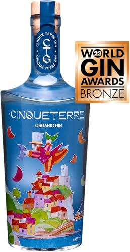 Cinque Terre Gin - 500 ml - Premium Gin 100% biologico Italiano - Premiato tra i migliori gin italiani al mondo nella categoria classic gin - 47% Vol. (500 ml, senza astuccio)
