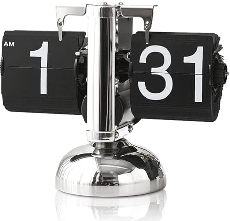 HERCHR Flip Desk Clock,Retro Digital Flip Down Clock,Retro Minimalist Single Foot Mechanical Auto Desk Digital Display for Home Livingroom(Black)