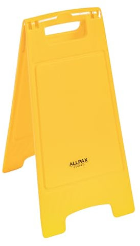 Allpax STOPPO Warnaufsteller Neutral aus Polypropylen, klappbar, 30 x 62 cm, auffälliger Hinweis-Aufsteller für beidseitigen Aufdruck, Hinweisschild, Gefahrhinweis, gelb