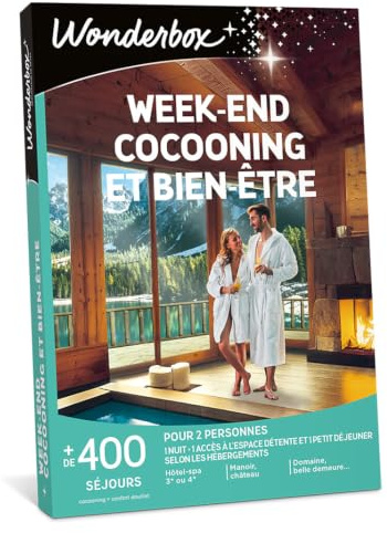 WONDERBOX - Week-End Cocooning Et Bien-être - Coffret Cadeau - Idée Cadeau Séjours | 1 nuit avec petit déjeuner et activité détente - Plus de 600 séjours - Hôtel-spa 3* ou 4*, manoir, château, belle demeure