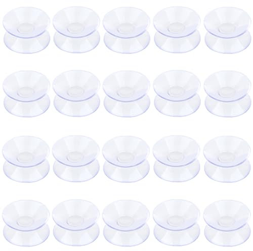 Pawfly 3 cm Doppio Lato Ventosa Ventose per Tavolo in Vetro Trasparente PVC Plastica Aspiratore per Specchio da Tavolo in Vetro, Confezione 20