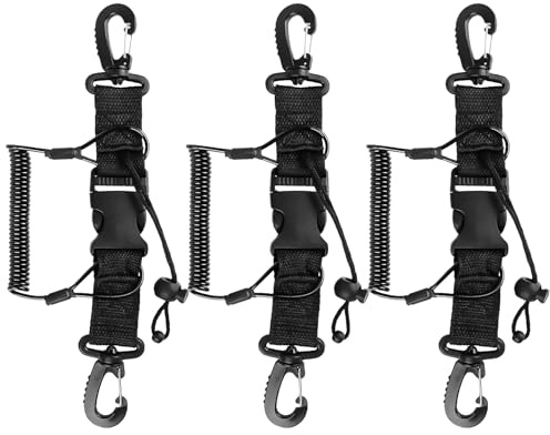 XTUDOU® 3 Pièces Sangle Longe Plongée Spirale Clips Dégagement Rapide Cordon Plongée Snorkeling Escalade Caméra Sous-Marine