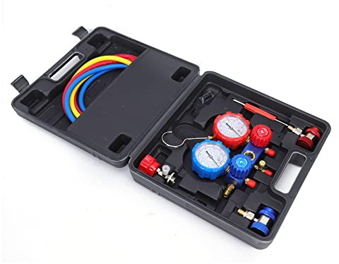 2-Wege Klimaanlage Monteurhilfe Bausatz YUNRUX Monteurhilfe Kit Monteurhilfe-Set mit Klimaanlage Manometer,Schauglas zur Kontrolle des Kältemittelflusses für R134a R22 R12 R404A R410A R502