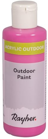Rayher Outdoor Paint Acrylfarbe, pink, Flasche 80 ml, auf Wasserbasis, hochpigmentierte Acrylfarbe, ideal für den Außenbereich, wetterfest, lichtecht, witterungsbeständig, 35070264