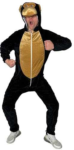 Foxxeo schwarz braunes Gorilla Kostüm für Erwachsene, Größe:XXL