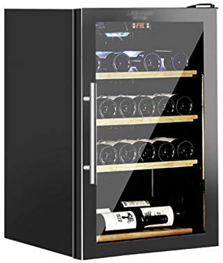 Generic Red Wine Fridge Chiller - Compact Mini Wine Cooler Refrigerator with Digital Control and Removable Beech Shelf - Freestanding Countertop Wine Cooler