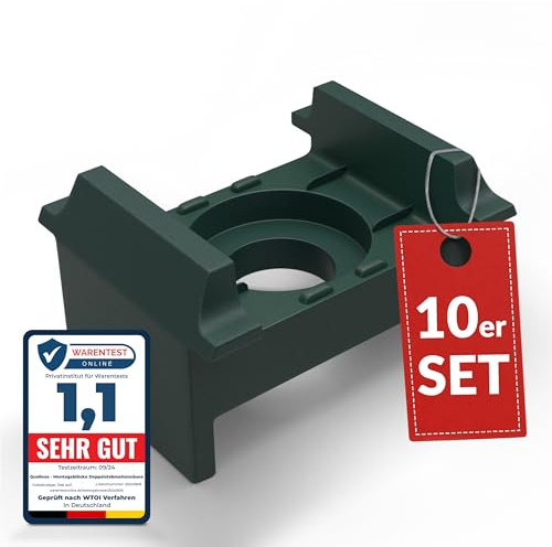 Qualinos 10x Doppelstabmattenzaun Klemmbock 40mm, bruchsicher, Grün 6005 | UV-stabilisiert und frostfest, wird auf Metallpfosten genietet, hält Doppelstabmatten fest in Position, langlebig im Einsatz