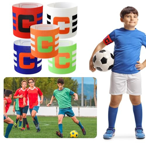 Yuechenggui 4 STK Kapitänsbinde Kinder Fussball Capitan Armbinden, Verstellbare Kapitansbind Kinder, Multicolor Kapitän Band Fußball Elastic Spielführerbinde, Kapitäns Armbinden für Kinder