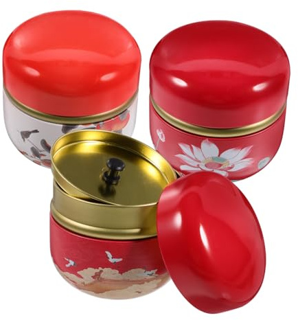 COLLBATH Boîte à Thé Ronde en Fer-blanc Lot de 3 Pièces Étanchéité et Durabilité Cuisine Table à Manger