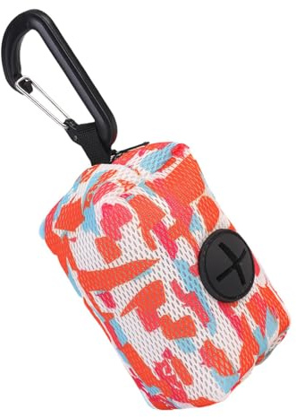 Hundekotbeutelspender - Kotbeutelhalter Hundekotspender | Kotbeutelhalter, Haustierkotbeutelspender mit Karabiner, Hundekothalter für Reisen, Spaziergänge & Outdoor, Orange 1, 1 count (Pack of 1),