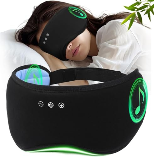 MUSICOZY Sleep Mask Headphones | 100% Blackout Organic Bamboo Cotton Eye Mask for Travel & Restful Sleep,Shift Work | Bluetooth 5.4 Sleep Headphone Sleep Gifts for Men, Women, Elder Parents