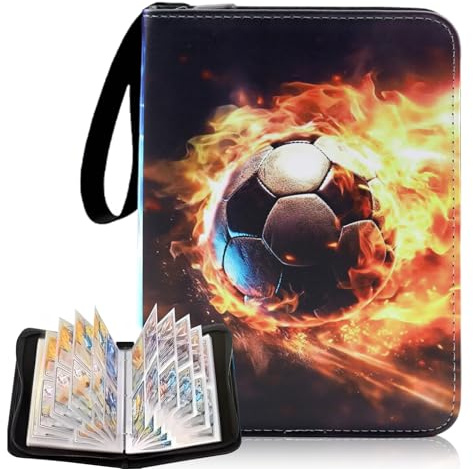 Fußballsalbum Karten 4 Taschen, Kartenalbum, Sammleralbum, Album für 400 Karten, Album für Fußballkarten, Sammleralbum mit Reißverschluss, große Sportkarten