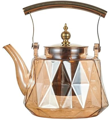 Swtgaah Teiera con diamanti dorati, elegante teiera in acciaio inox a forma di diamante, 1000 ml/1200 ml, design di lusso con filtro, teiera color oro di alta qualità per amanti del tè (1000 ml)