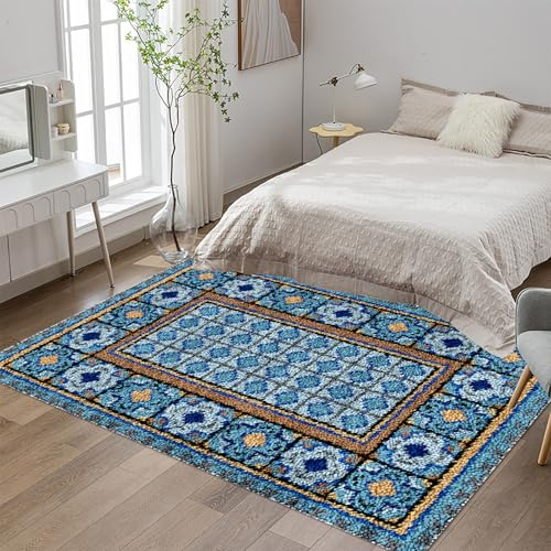 Tehocwiz Knüpfteppich Zum Selber Knüpfen, Großer Teppich Knüpfen Set Erwachsene 38x52 cm Knüpfset Latch Hook Kit Handarbeiten, Anfänger Teppich Making Kit zum Selber Knüpfen Teppiche