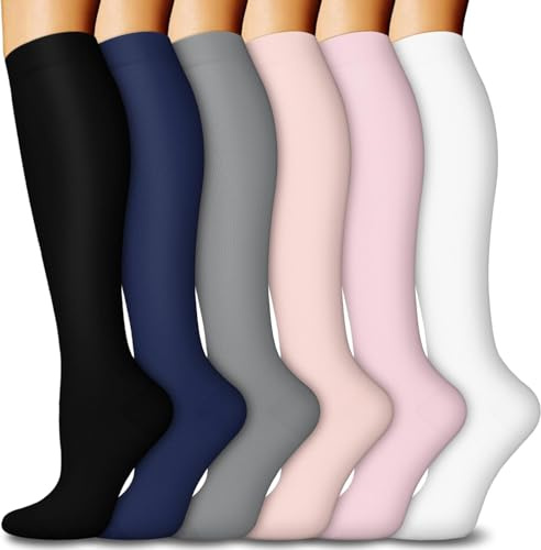 Kompressionsstrümpfe für Damen und Herren 6-Pack Kupfer Kompressionssocken Zirkulation-beste Unterstützung für Medizin, Laufen, Krankenpflege, Athletik