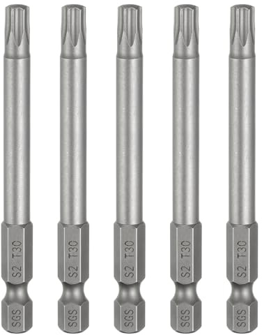 QUARKZMAN Punta A Coda Di Rondine T30 Acciaio S2 Senza Foro 5Pz | 6 Punte Per Cacciaviti A Stella, Attacco Esagonale 1/4, Lunghezza 3 (75mm), Punta Magnetica, Anti-Manomissione