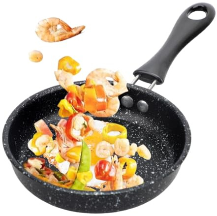 Yuragim Piccola padella, mini padella, 14 cm, piccola padella antiaderente a induzione, padella per uova, padella per uova fritte, padella portatile per fornelli a gas, fornelli a induzione, per uova