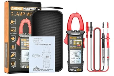 YVAAASIYC Clamp Meter PN109 Smart Clamp Meter Multimeter 4000 Counts 600V AC/DC Voltage Tester Ammeter 600A Capacitance NCV Ohm Test Tools(Red Pro)