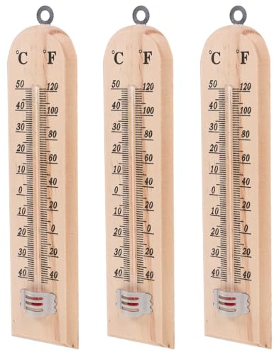 HOMOCONO 3 Pezzi Termometro in Legno Per Interni Durevole e Stabile Display Numerico Ampio Per Temperatura Locale Per Serra Vivaio Ufficio e Casa