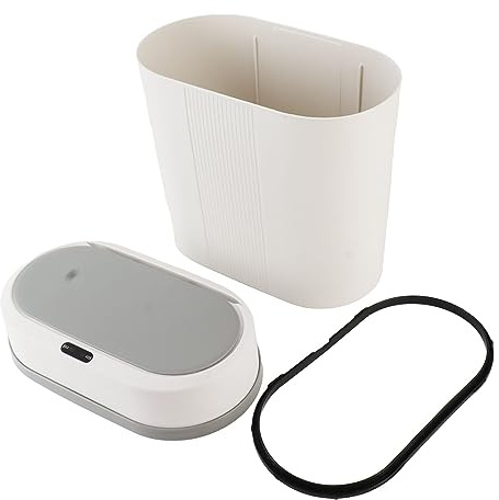 ZJchao Poubelle de Salle de Bain, Poubelle Automatique 12 L, Automatique Contact, Petits Sacs Poubelles, Intelligente Alimentée pour Chambre à Coucher, Salle de Bain, Cuisine, Bureau, Blanc